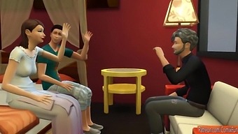 Mladý Dospelý Pár Sa Zapája Do Sexuálnej Aktivity So Starším Rodičom Pod Otcovým Dohľadom.