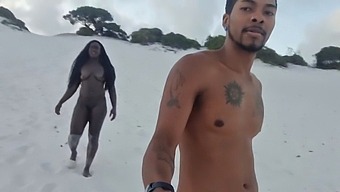 Black Cobra Penetrates Mulatto'S Tight Asshole After Coming Out Of Moist Sand