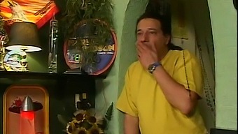 Two Men Penetrate A Blonde Prostitute In A Drinking Establishment