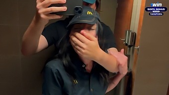 Daring Public Encounter In A Restroom Leads To Passionate Encounter With Mcdonald'S Employee Due To Spilled Drink - Eva Soda